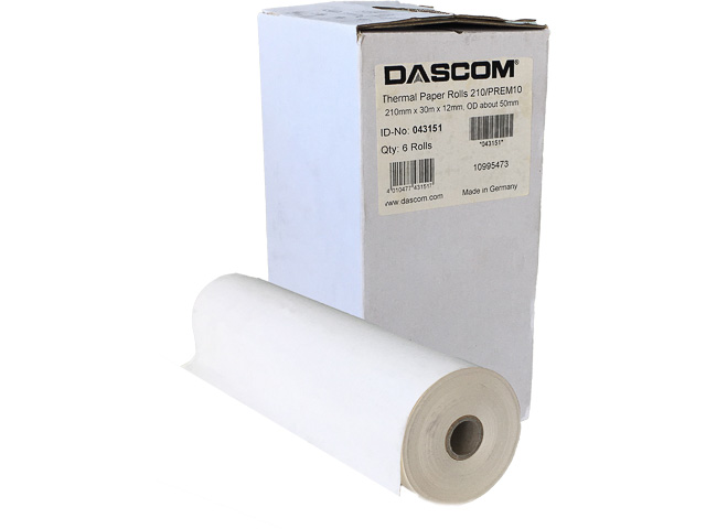 043151 DASCOM thermal roll (6) 210mmx30m 30metre 10-Jahres-Qualitaet 55gr 1