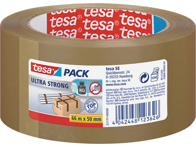 TESAPACK PVC PACKING TAPE ULTRA STRONG 57176-00000-08 66mx50mm brown 1