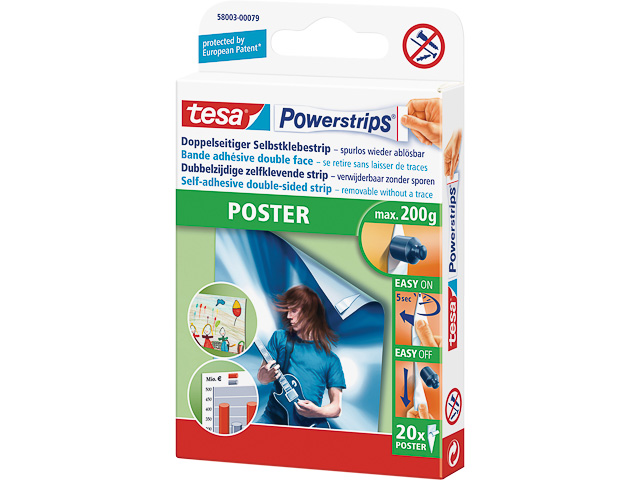 TESA POWERSTRIPS POSTER PACK OF 20 58003-00079-04 up to 200gr 1