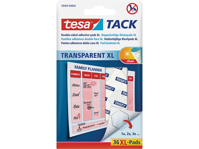 TESA TACK KLEBEPADS XL 36er PACK 59404-00000-00 doppelseitig transparent 1