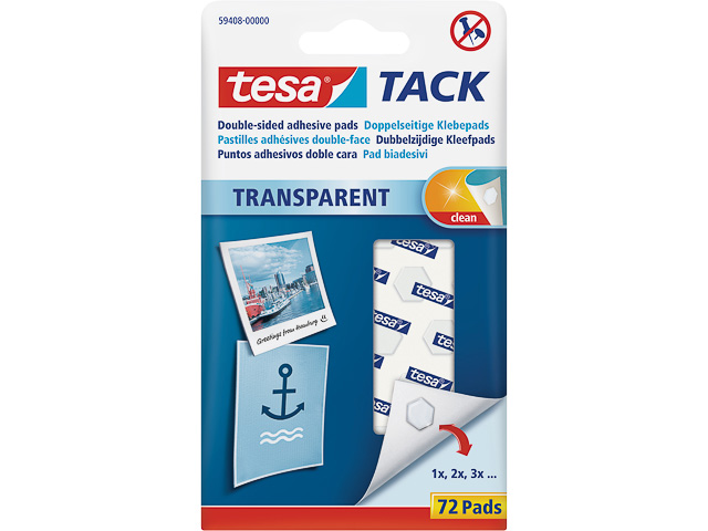 TESA TACK ADHESIVE PADS PACK OF 72 59408-00000-00 double sided clear 1