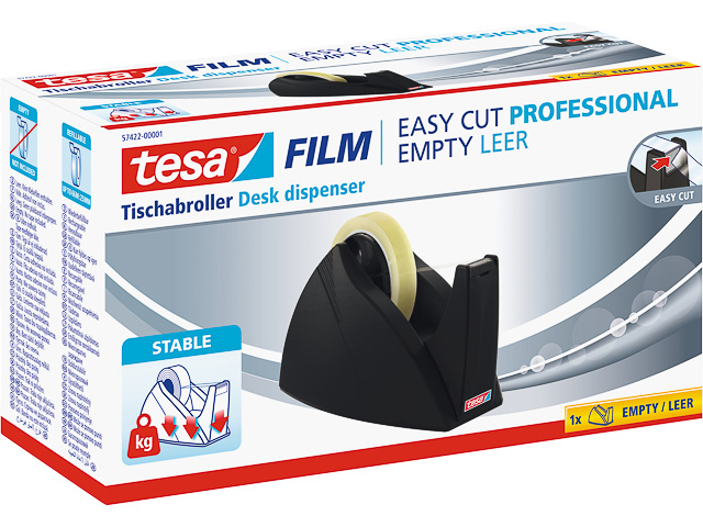 57422-00001-02 TESA Easy Cut tafeldispenser zwart 25mm 66meter 1