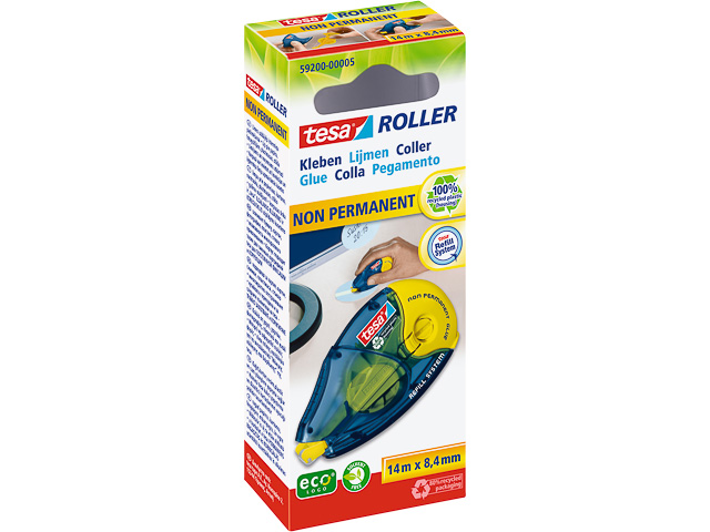 59200-00005-06 TESA Ecologo glue roller 8,4mm 14metre removable 1