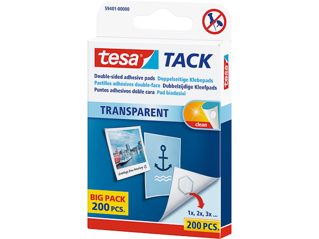 59401-00000-01 TESA Tack kleefmat (200) transparant 200stuk dubbelzijdig 1