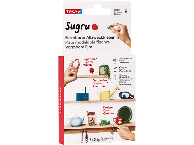 41231-00001-00 TESA Sugru adhesive putty (3) 3-color 3piece 3x3,5gr malleable 1
