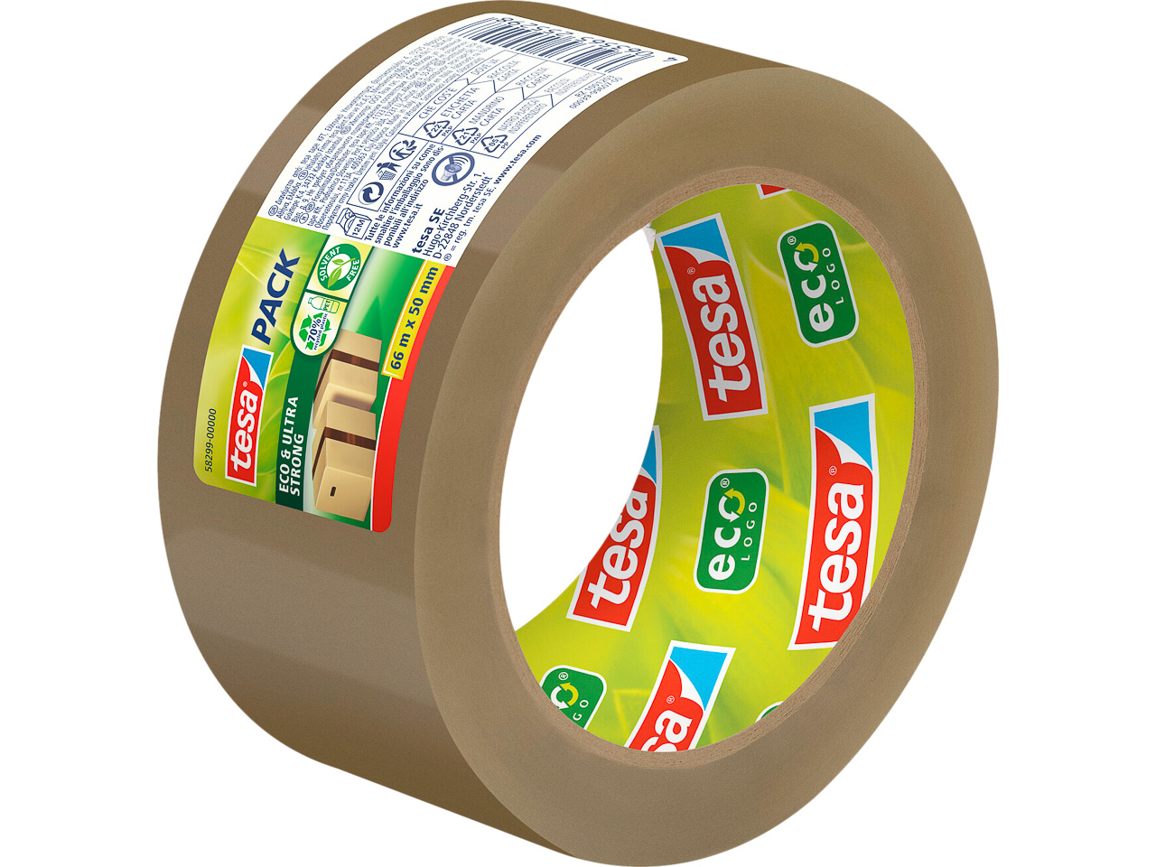 58299-00000-00 TESA Ecologo verpakkingstape bruin 50mm 66meter PVC 1