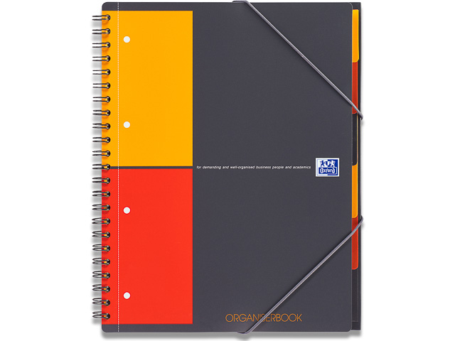 100102777 OXFORD Organiserbook collegeblok A4+ (216x303mm) grijs 5mm 80 1