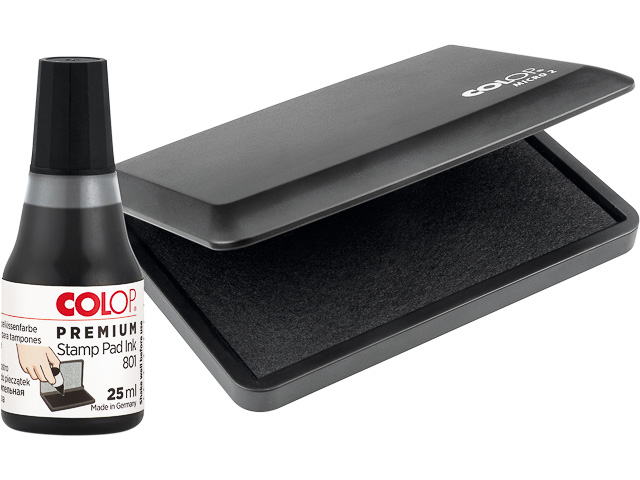 COLOP INK PAD  MICRO 2 BLACK 151304 incl. matching color bottle 1