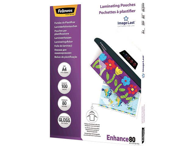 FELLOWES IL LAMINATING POUCHES A4 5306114 100shts 80mic glossy 1