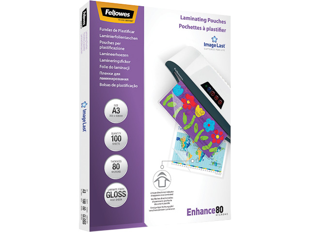 FELLOWES IL LAMINATING POUCHES A3 (100) 5306207 100shts 80mic glossy 1