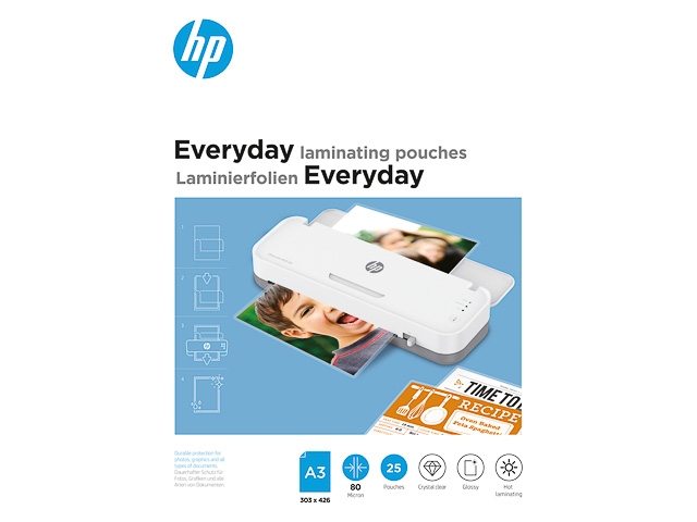 HP EVERYDAY LAMINATING POUCHES A3 9152 25sheets 80mic 1