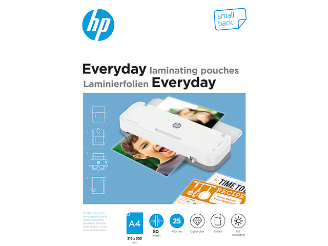 HP EVERYDAY LAMINATING POUCHES A4 9153 25sheets 80mic 1