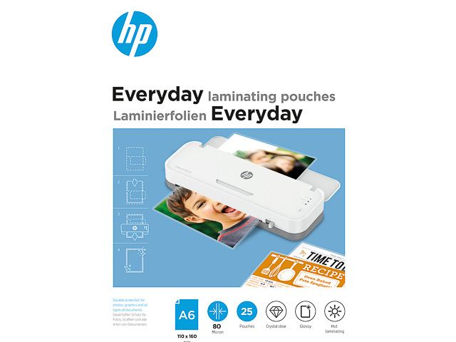 HP EVERYDAY LAMINATING POUCHES A6 9156 25sheets 80mic 1