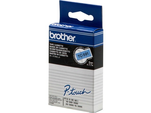 TC591 BROTHER PTOUCH 9mm BLUE-BLACK tape 7,7m laminated 1