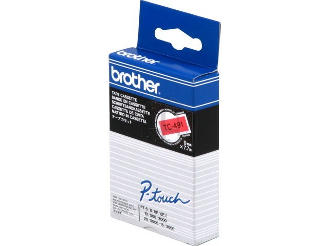 TC491 BROTHER PTOUCH 9mm RED-BLACK tape 7,7m laminated 1