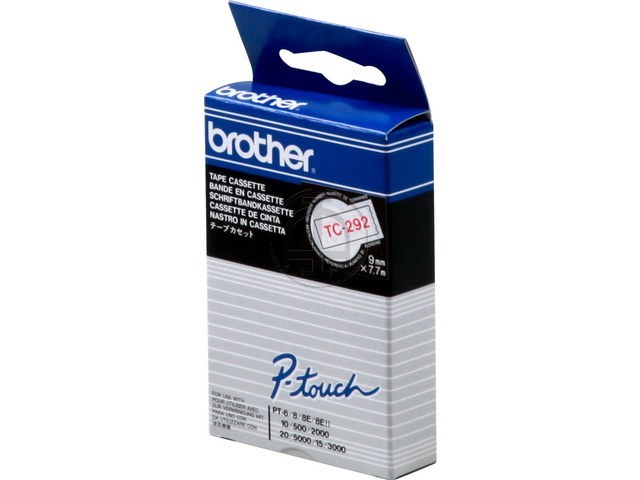 TC292 BROTHER PTOUCH 9mm WHITE-RED tape 7,7m laminated 1