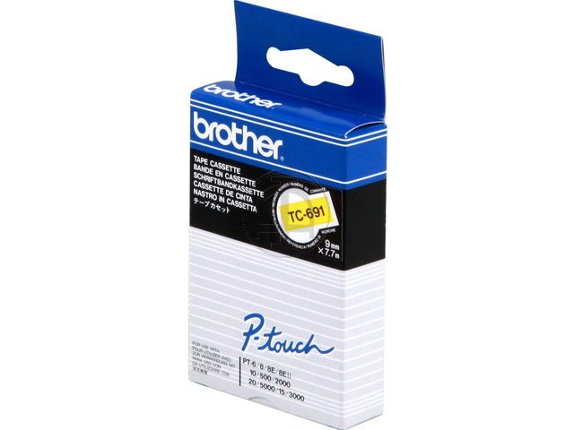 TC691 BROTHER PTOUCH 9mm YELLOW-BLACK tape 7,7m laminated 1