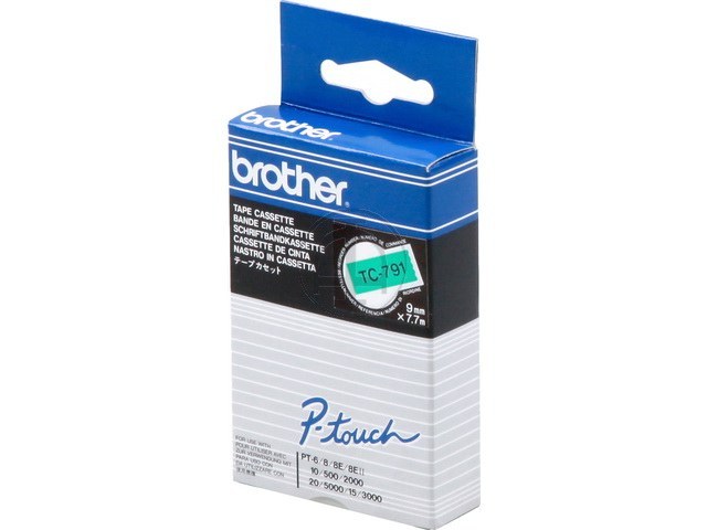TC791 BROTHER PTOUCH 9mm GREEN-BLACK tape 7,7m laminated 1