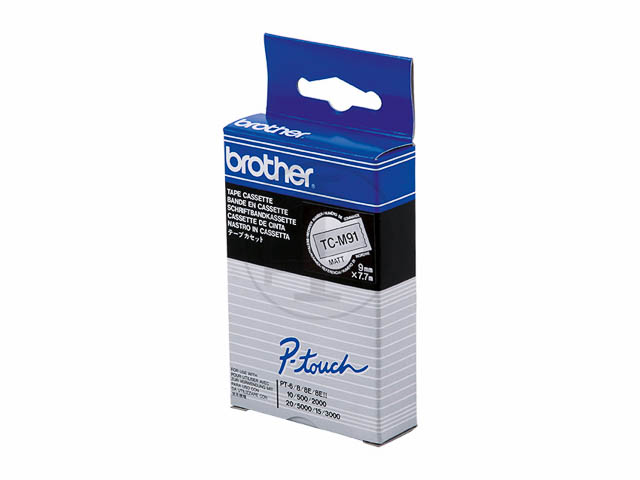 TCM91 BROTHER PTOUCH 9mm CLEAR MATTE-BLK tape 7,7m laminated 1