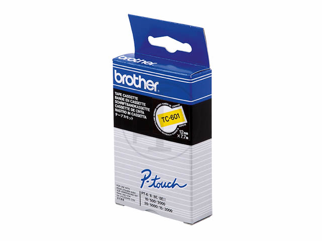 TC601 BROTHER PTOUCH 12mm YELLOW-BLACK tape 7,7m laminated 1