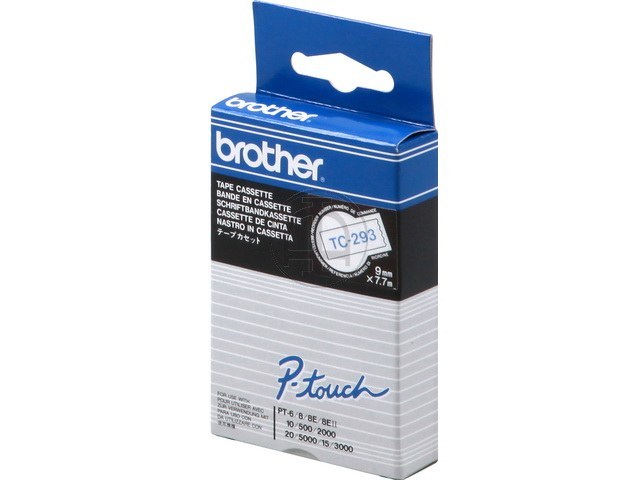 TC293 BROTHER PTOUCH 9mm WHITE-BLUE tape 7,7m laminated 1