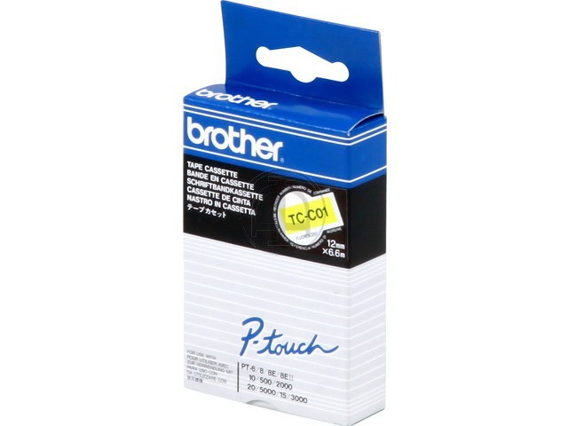 TCC01 BROTHER PTOUCH 12mm YELLOW-BLACK tape 6,7m laminated 1