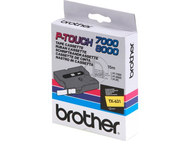 TX631 BROTHER PTOUCH 12mm YELLOW-BLACK tape 15m laminated 1