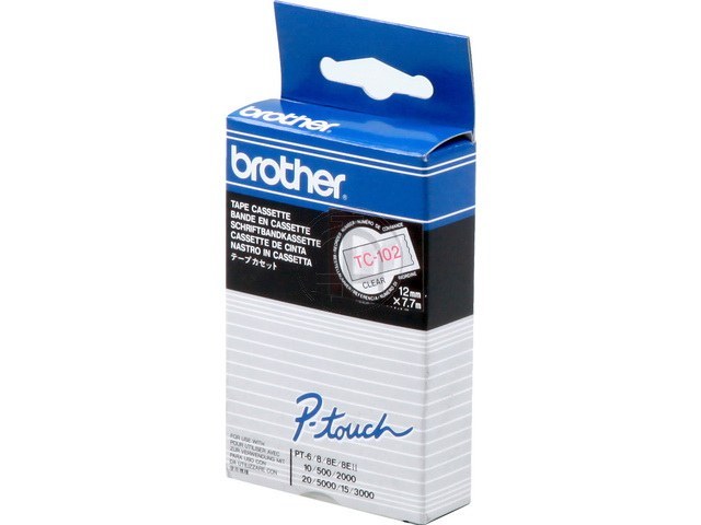 TC102 BROTHER PTOUCH 12mm CLEAR-RED tape 7,7m laminated 1