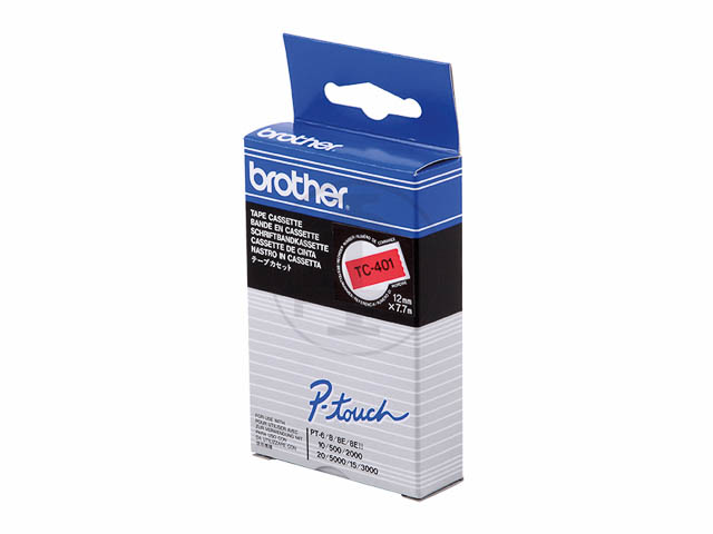 TC401 BROTHER PTOUCH 12mm RED-BLACK tape 7,7m laminated 1
