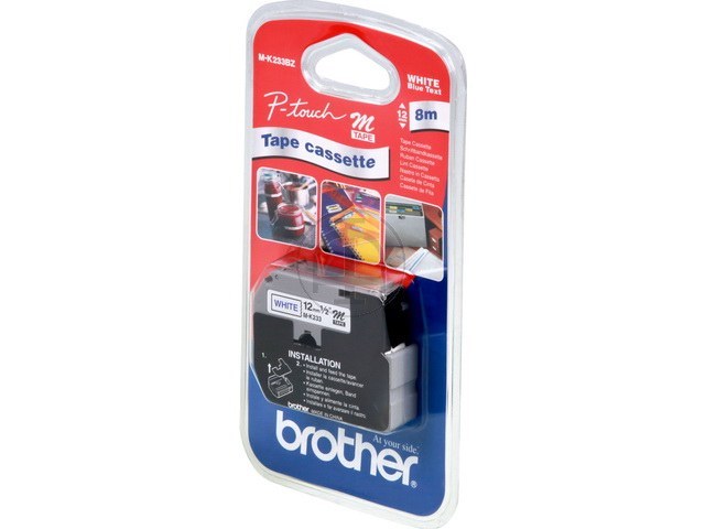 MK233BZ BROTHER PTOUCH 12mm WHITE-BLUE tape 8m non-laminated 1