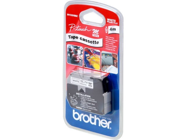 MK231SBZ BROTHER PTOUCH 12mm WHITE-BLK tape 4m non-laminated 1