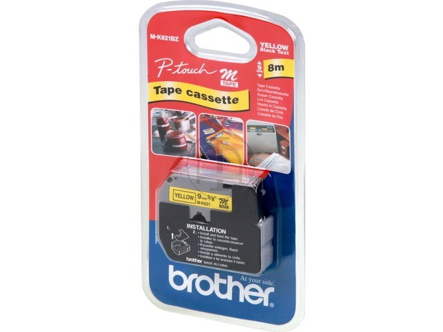 MK621BZ BROTHER PTOUCH 9mm YELLOW-BLACK tape 8m non-laminated 1