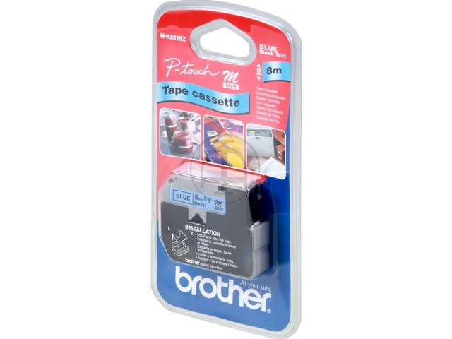 MK521BZ BROTHER PTOUCH 9mm BLUE-BLACK tape 8m non-laminated 1