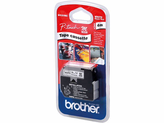 MK221SBZ BROTHER PTOUCH 9mm WHITE-BLACK tape 4m non-lamimated 1
