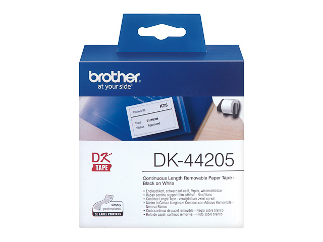 DK44205 BROTHER PT QL550 LABEL WHITE 30,48mx62mm removable 1