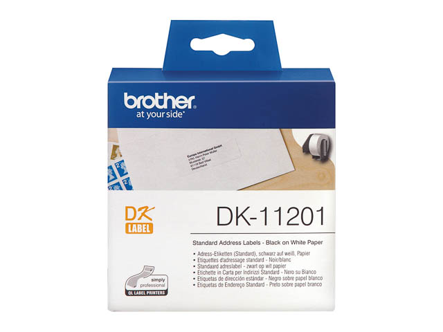 DK11201 BROTHER PT QL550 LABELS WHITE 400pcs/roll 29x90mm 1