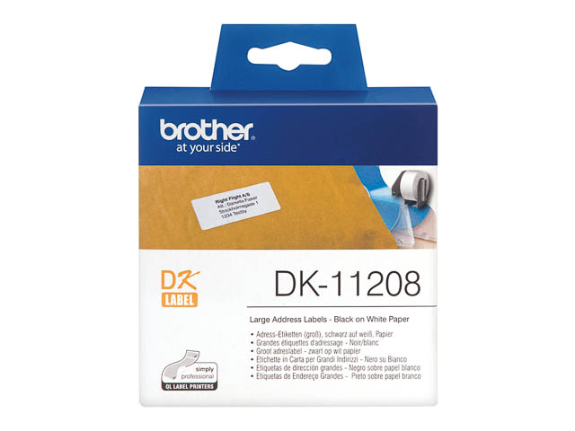 DK11208 BROTHER PT QL550 LABELS WHITE 400pcs/roll 38x90mm 1