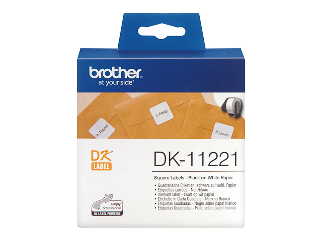DK11221 BROTHER PT QL550 ETIKETTEN WEISS 1000Stk/Rolle 23x23mm 1