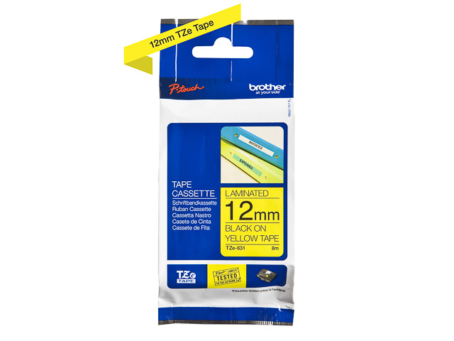 TZE631 BROTHER PTOUCH 12mm YELLOW-BLK tape 8m laminated 1