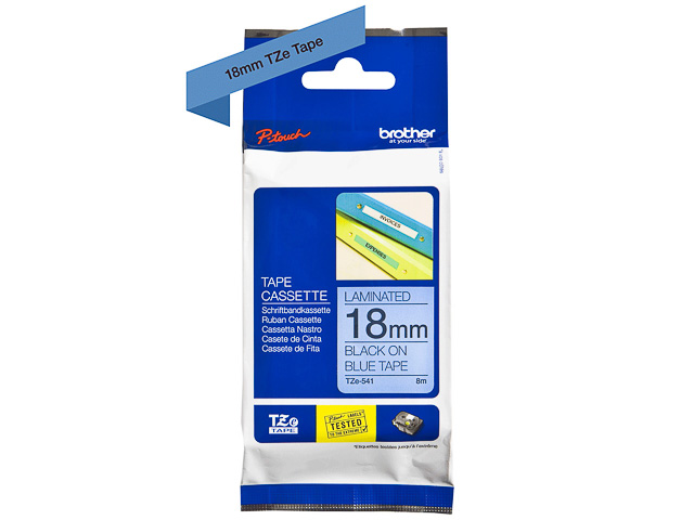 TZE541 BROTHER PTOUCH 18mm BLUE-BLACK tape 8m laminated 1