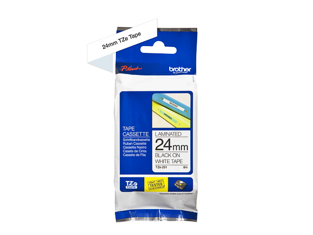 TZE251 BROTHER PTOUCH 24mm WHITE-BLACK tape 8m laminated 1