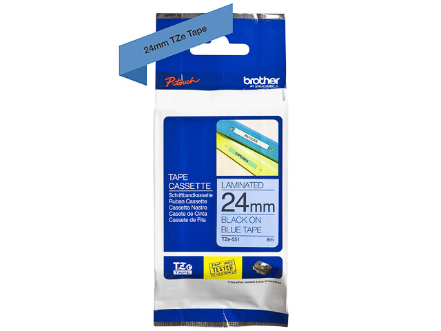 TZE551 BROTHER PTOUCH 24mm BLUE-BLACK tape 8m laminated 1