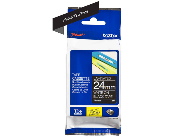 TZE355 BROTHER PTOUCH 24mm BLACK-WHITE tape 8m laminated 1