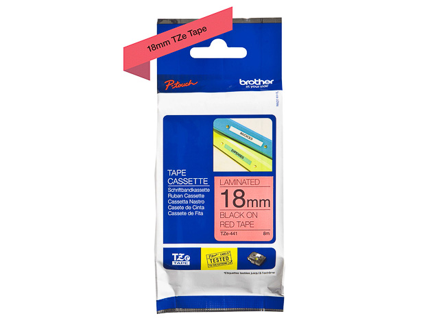 TZE441 BROTHER PTOUCH 18mm RED-BLACK tape 8m laminated 1