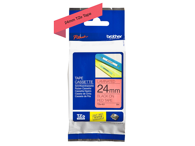 TZE451 BROTHER PTOUCH 24mm RED-BLACK tape 8m laminated 1