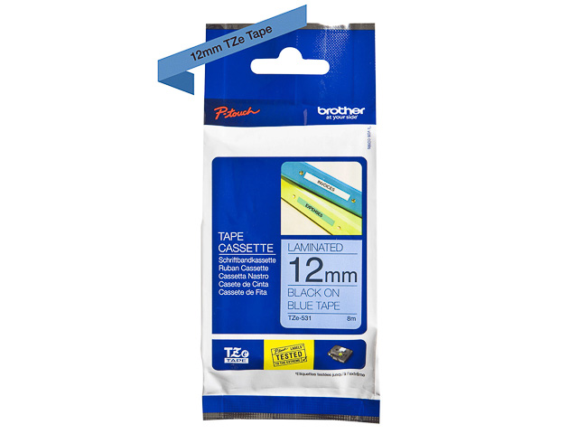 TZE531 BROTHER PTOUCH 12mm BLUE-BLACK tape 8m laminated 1