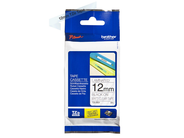 TZEM31 BROTHER PTOUCH 12mm CLEAR-MATTBK tape 8m laminated 1