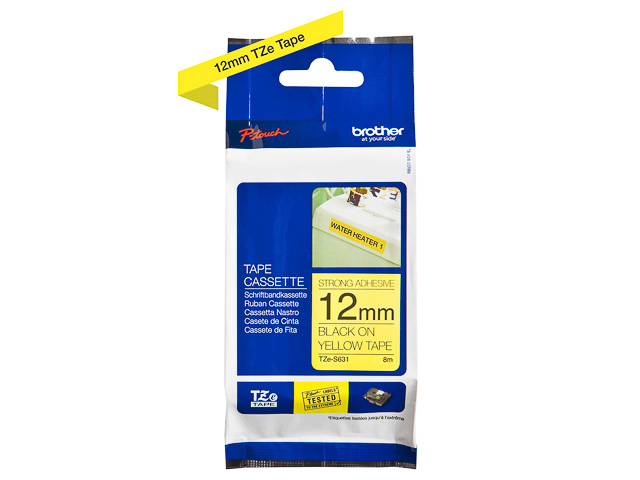 TZES631 BROTHER PTOUCH 12mm YELLOW-BLK tape 8m laminated 1
