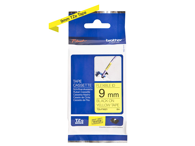 TZEFX621 BROTHER PTOUCH 9mm YELLOW-BLK tape 8m laminated 1
