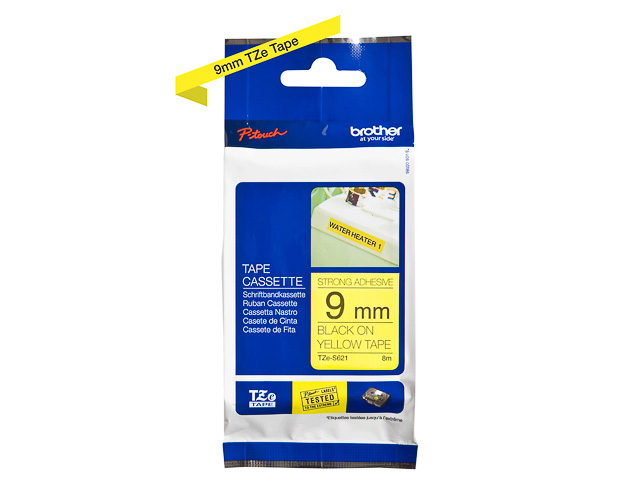 TZES621 BROTHER PTOUCH 9mm YELLOW-BLACK tape 8m laminated 1